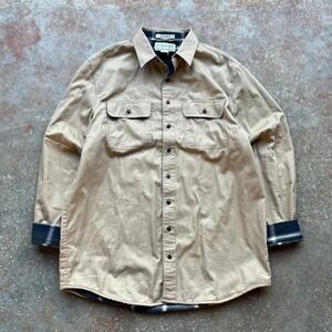 LL Bean Mens Traditional Fit Hurricane Shirt Cotton Canvas Jacket Tan L Tall